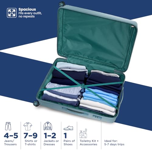 Image of Kamiliant by American Tourister Selva|Trolley Bag Check-in Medium Size (69 cms) for Travel| Hard Case Polypropylene (PP) Suitcase|360 8-Wheel Spinner Luggage Trolley|Combination Lock|Stone Blue