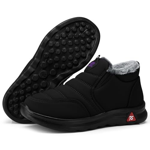 Image of SHIBEVER Winter Boots for Women Warm: Comfortable Slip on Ankle Snow Boots