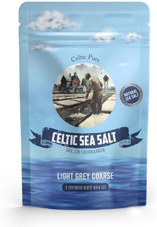1lb Celtic Sea Salt - (454g) | 100% Organic Unrefined Celtic Salt | Rich in 82+ Essential Minerals | Hand Harvested Light Grey Coarse Celtic Salt Crystals from France