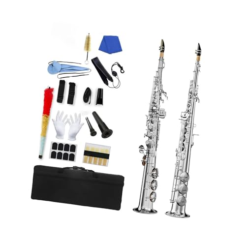プロ仕様アルトサックス シルバー ソプラノサックス Bフラット ラッカー 初心者セット キャリングケース マウスピース リード付き(2set)