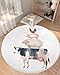 Greeeen Shag Area Rug, 3ft Indoor Round Area Rugs- Cow Pig Sheep Chicken Farmhouse Animal Pattern Shaggy Carpet Nursery Rug for Kids Baby Bedroom Living Room Home Decor