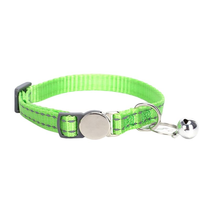 Green Cat Collar with Bell Breakaway Boy Kitten Collar with Bells