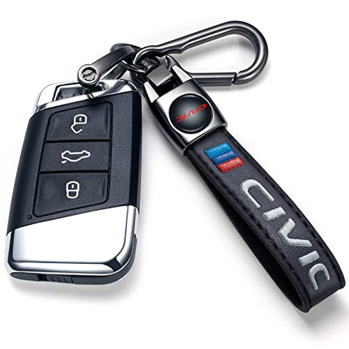 Image of YUIQIEUY Genuine Leather Car Keychain Key Chains Ring Accessories for Man and Woman Family Present Black