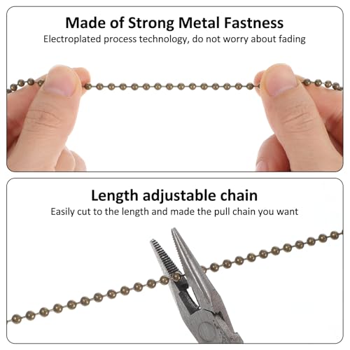 Image of Ymapinc 2pcs Ceiling Fan Pull Chain Ornaments, 13inch Bronze Fan Cord Decorative Extension Ceiling Light with Pull Chain, Light Bulb Extender