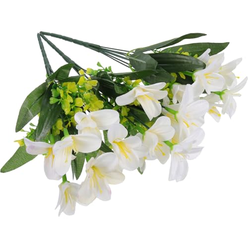 Toyvian Künstlicher Lilienstrauß 3 Stück Kunststoff Cremeweiß für Hochzeit Büro und Gartendekoration