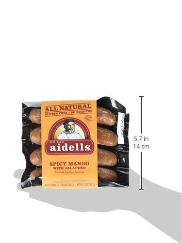 Aidells Smoked Chicken Sausage, Spicy Mango with Jalapeno, 12 oz (4 pack)