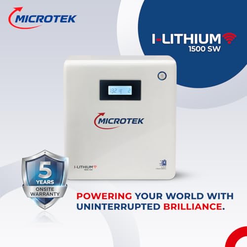 Image of Microtek I Lithium 1500 SW 1100VA /925W Lithium Inverter with 1280Wh 12.8V Li-Ion Battery, More Than 12-Year Life, 5-Year Onsite Warranty for Home, Office & Shop