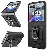 ATUMP for Motorola Razr 2024 Case/Razr 2025 Case[Not Fit Razr Plus 2024], Heavy Duty Shockproof with 360° Rotation Metal Kickstand [Military Grade] Protective Case for Moto Razr 2024/2025, Black