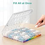 Fullicon Quick Refill Weekly Pill Organizer 4 Times a Day, Large Capacity Pill Case with Secure Lids, Pill Box for Daily Vitamins, Supplements & Fish Oil (Clear Rainbow)