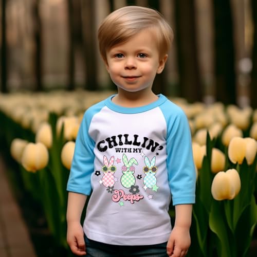 Toddler Easter Shirt 3/4 Sleeve Raglan Easter Clothes for Kids One Cool Peep Easter Clothes for Boys Girl 2-7 Years4