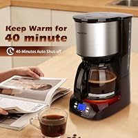 Aigostar Benno - Digitale Kaffeemaschine, Kaffeebrüher mit programmierbarer Timer, bis 12 Tassen, 1,5L, Warmhalteplatte, Tropf-Stopp, 800Watt, FilterKaffeemaschine Edelstahl, Schwarz – Ansicht 4
