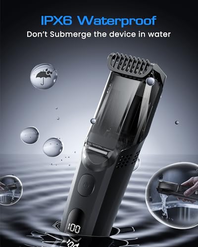 FERRISA Barttrimmer Herren, All-in-1 Vacuum Bartschneider, USB Wiederaufladbar Rasierer Elektrisch, Nasenhaartrimmer, Kabellos Mens Beard Trimmer with Built-in Vacuum for Schnurrbart, Koteletten