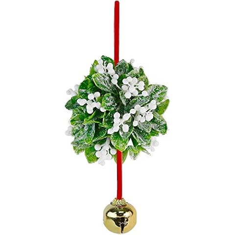 Ornativity Mistletoe Ball Christmas Ornament - Holiday Kissing Mistletoe Bell Hanging Kiss Decoration for Doorway Arch Ceiling Xmas Decor 10" Cover