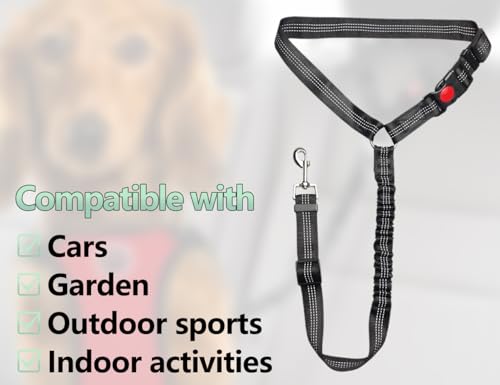 AOYEGIC Hund Anschnallgurt,Verstellbarer Auto Sitze Sicherheitsgurt,Hundegurt,Sicherheitsgeschirr,hundeanschnaller mit Schnalle und Pufferseilen,hundezubehör,für Große Mittlere Kleine Hunde(Schwarz)
