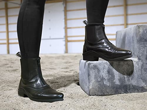 One Stop Equine Shop BasEQ Ricki Women\'s Zip-Up Equestrian Riding Paddock Boots Black 10