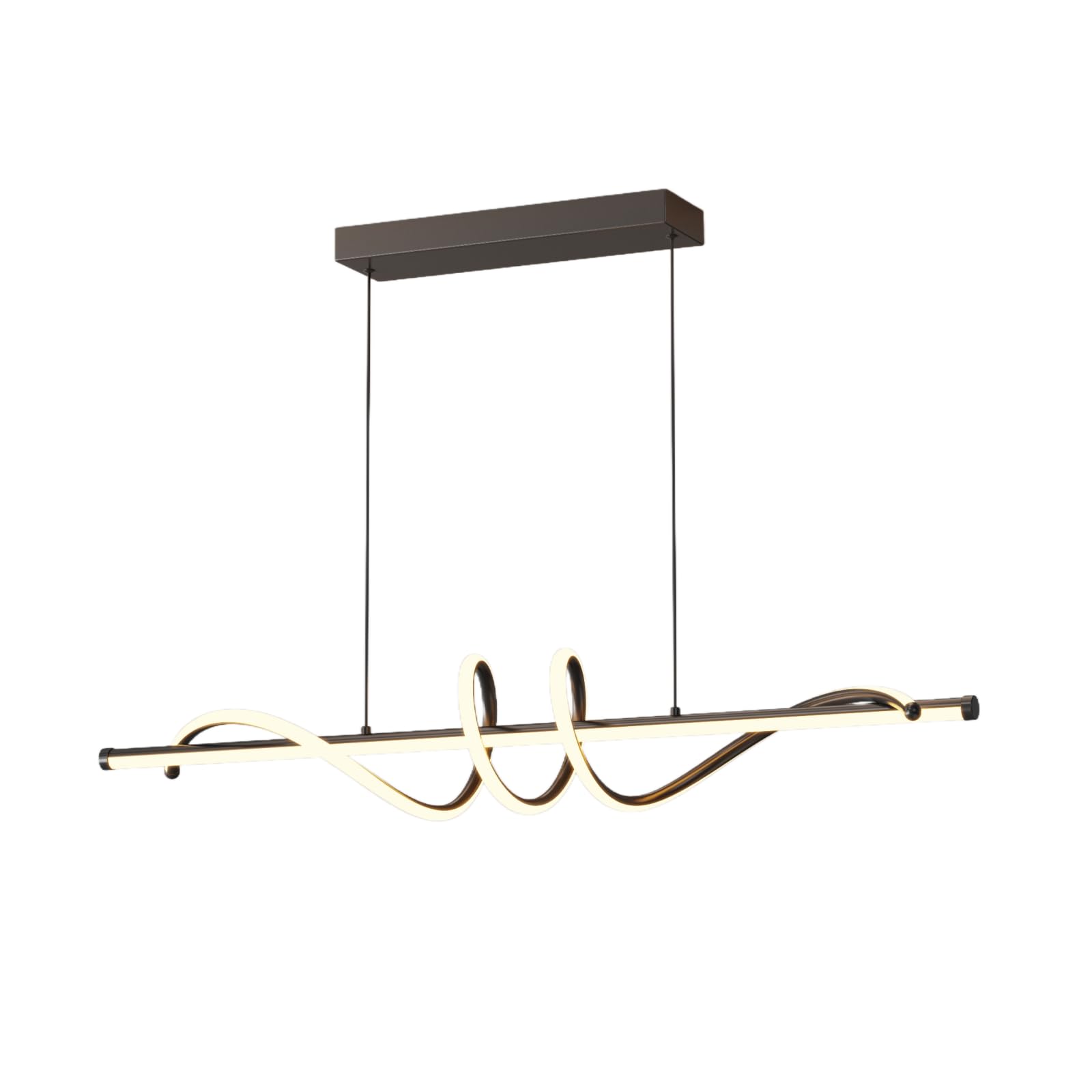 LED Pendant Lights Kitchen Island, 3000k-6000K Adjustable Color Dining Room Light Fixture, Dimmable with Remote Control Linear Ceiling Chandelier Aluminum for Kitchen,Living,Dining,Bedroom 100CM Black — image 1