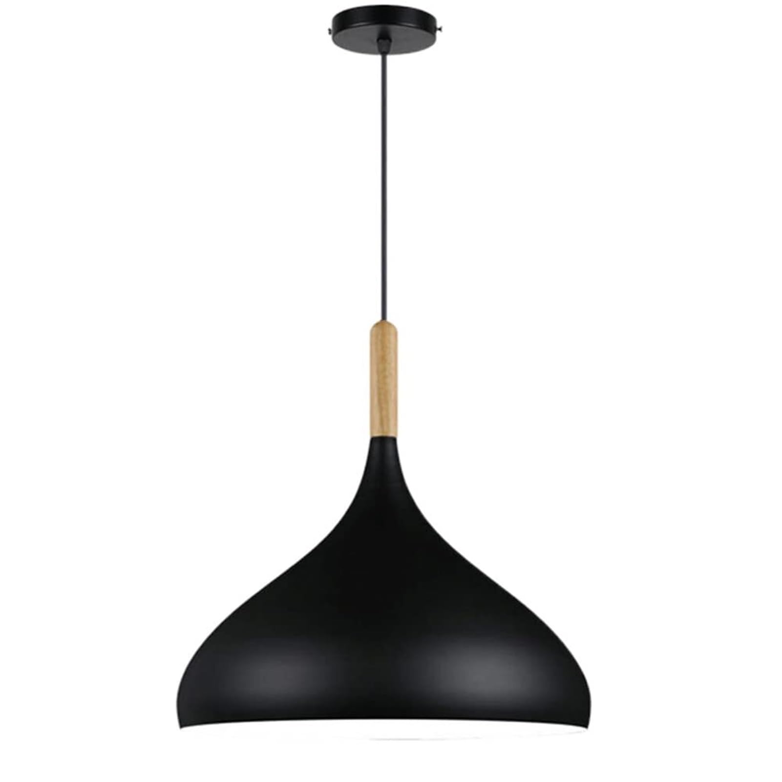 Modern Macaron Geometric Wooden Pendant Lamp Chandelier Hanging Lighting Ceiling Fixture Creative Nordic Style For Dining Room Bedroom Living Hallway(Dark,32CM)