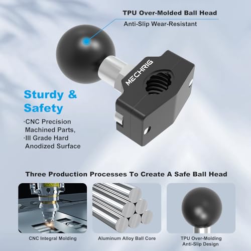 Image of Aluminum Alloy Handlebar Clamp Mount, U-Bolt Base with 1 inch Ball Head Compatible with RAM Mount Double Socket Arm& Motorcycle Ebike Bike Phone Holder,Fit for 0.39 inch to 0.63 inch Diameter,78013