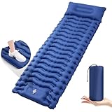 Camping Sleeping Pad Inflatable Sleeping Mat with Pillow Built-in Foot Pump Camping Mat Thickness 4 Inch Waterproof Portable and Compact Camping Mattress for Backpacking Hiking Traveling Tent