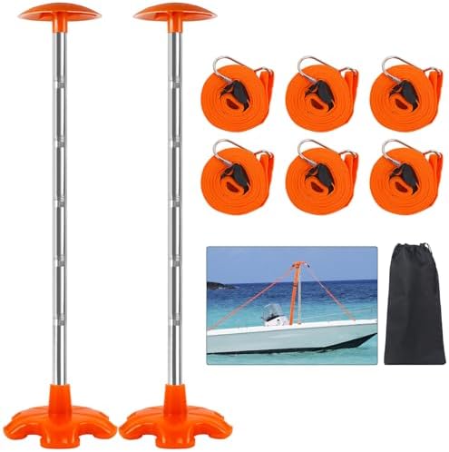 BALAVA Boat Cover Support Poles 2 Pack Height Adjustable Stainless Steel with Rubber Base
