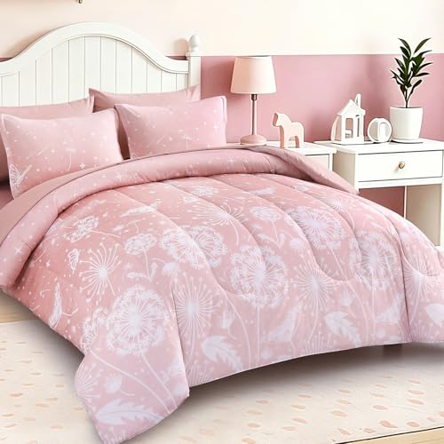 Image of Dinjoy Girls Comforter Set 7 Pieces, Full Size Colorful Ombre Rainbow Bedding Set, Bed in A Bag for Kid Teen Girls (1 Comforter, 1 Flat Sheet, 1 Fitted Sheet, 2 Pillow Shams, 2 Pillowcases)