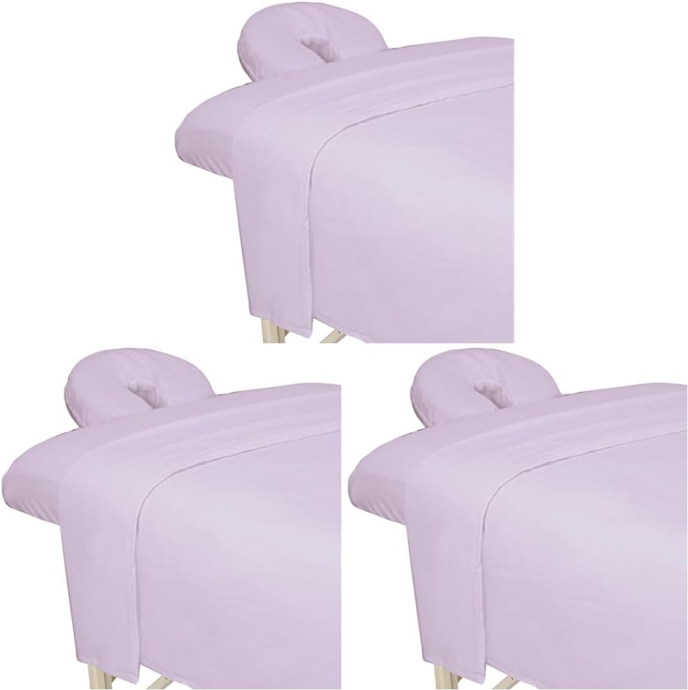 ForPro Premium Flannel 3-Piece Massage Sheet Set, English Rose, for Massage Tables, Includes Flat Sheet, Fitted Sheet and Fitted Face Rest Cover (Pack of 3)