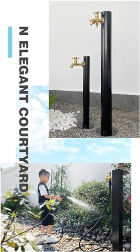 304 Stainless Steel Garden Water Column, Freestanding Hose Stand with Lock Faucet, Antifreeze Outdoor Water Dispenser & Fountain for Irrigation & Landscaping