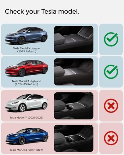 Spigen Tesla Model Y 2025 Juniper Model 3 Highland 2024 2025 Armlehnen Konsole Organizer Entworfen für Model Y Juniper 2025 und Model 3 Highland 2024 2025 Zubehör - Carbon Edition