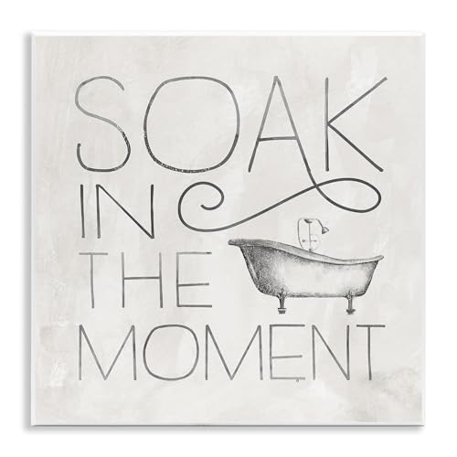 Stupell Industries 'Vintage Bathroom Soak Phrase', Wall Plaque Art, 12 x 12 Inches, Easy to Hang and Sturdy, Made in USA, by Nina Pierce
