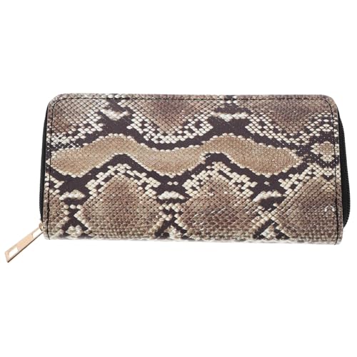1Pc Snakeskin Pattern Women Wallet Durable Leather Clutch Purse with Zipper Capacity Lightweight for Travel and Everyday Use