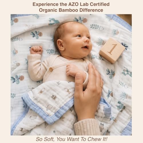 Image of DOTMOM Premium Bamboo 6 Layered Baby Blanket - Hypoallergenic, Antibacterial & Highly Breathable, Super Soft Receiving Wrapper for Newborn Girls & Boys, Baby Essential Bedding - 0 to 3 Years