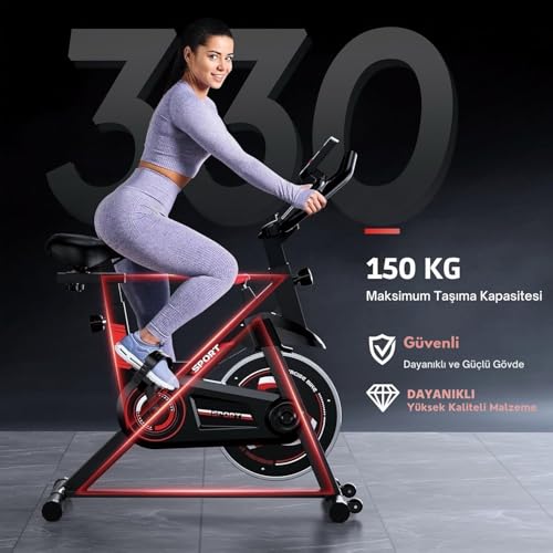 Sporsize Exercise Bike - Dijital Ekran Göstergeli Sessiz Çalışan Ev Tipi Dikey Egzersiz Bisikleti MAX 136 KG