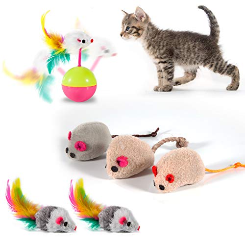 MIBOTE 28Pcs Cat Toys Kitten Toys Assorted, Cat Tunnel Catnip Fish Feather Teaser Wand Fish Fluffy Mouse Mice Balls and… - Image 5