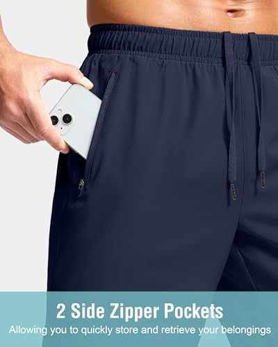 Image of G Gradual Men's Athletic Running Shorts with Zipper Pockets Quick Dry 7 inch / 5 inch / 9 inch Workout Gym Shorts for Basketball Hiking