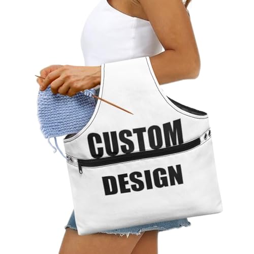 Image of KUIFORTI Custom Design Yarn Bag Holder Crochet Bag Knitting Accessories Yarn Project Bag Yarn Tote Yarn Bags for Crocheting on The Go Large Size