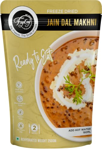 Image of FzyEzy Freeze-Dried Instant Meal Pack - Ready-to-Eat Travel Food | Lightweight, Long Shelf Life | Ideal for Camping, Hiking, Trekking, Emergency Survival | No Preservatives | Veg Meals (Jain Dal Makhani)