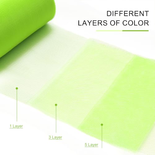 Image of Lime Green Tulle Fabric Ribbon 6 Inch by 25 Yards Rolls Fabric Spool Tulle for Gift Wrapping Wedding Decorations Craft Supplies DIY Tutu Skirt Baby Shower Birthday Party