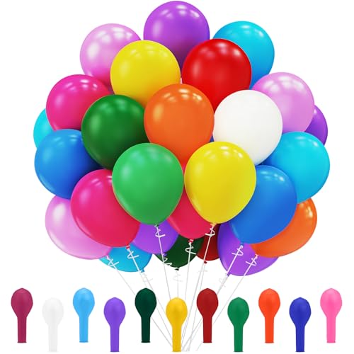 110 balões de aniversário arco-íris, balões de látex de 12 polegadas, 11 cores balões de hélio, balões coloridos para decoração de aniversário, festa, aniversário, graduação, baby shower