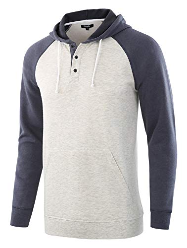 Men's Casual Long Sleeve Henley Sweatshirt Knit Fleece Active Sports Hoodie Pullover3