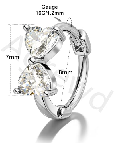 Agrewd Rosette Clicker Rook Piercing Jewelry 20G Rook Earrings Stainless Steel Lobe Earrings 8MM Helix Jewelry