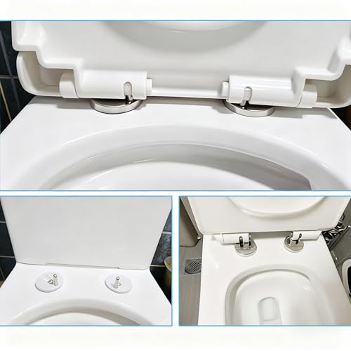 2Pcs Quick Release Toilet Seat Fixings, Universal Soft Close Hinge Replacement Kit with 2Pcs Rubber Expansion Bolts for Blind Hole WC Toilets, Stainless Steel Hardware - Image 8