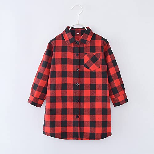 Girls Toddler Plaid Pleated Mini Dress Button Down Plaid Flannel Shirts Long Sleeve Casual Dress Girl Undershirts Long2