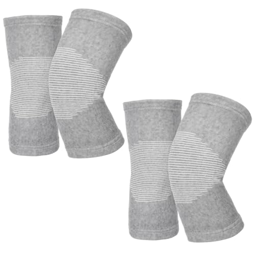 Luxorium 2 Paires de Genouillères en Bambou pour Femmes et Hommes avec Compression - Genouillère Arthrose et Sport - Support pour Genoux - Gris Taille L XL