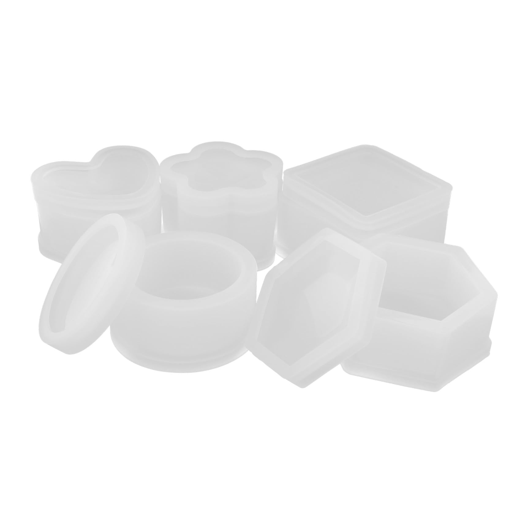 Didiseaon 5 Pezzi Stampo In Resina A Forma Di Cuore Stampo In Resina Epossidica A Forma Quadrata Vassoio Per Gioielli In Piatto Per Gioielli In Silicone Per Barattoli