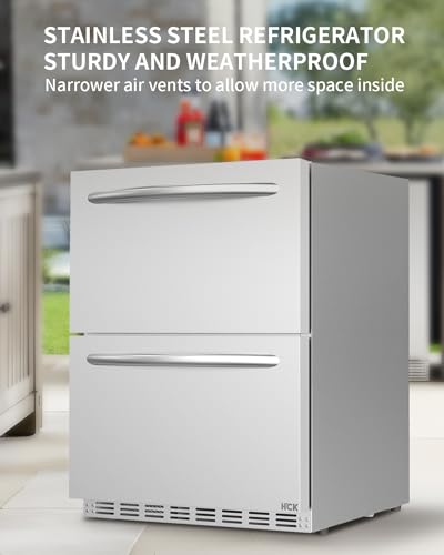 Hck D150 Under Counter Outdoor Refrigerator, 24 Inch Double Drawer Beverage Fridge thumb #1