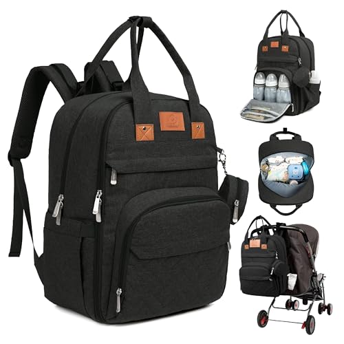 Image of KeaBabies Diaper Bag Backpack - Large Baby Diaper Bag with Changing Pad, Baby Boy, Girl, Travel Backpack for Mom and Dad, Waterproof, Multi Function Durable (Trendy Black)