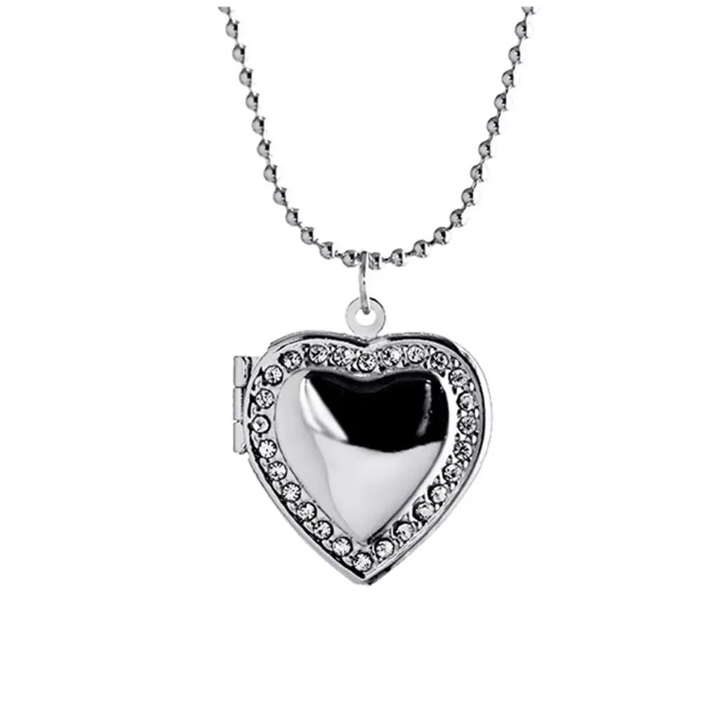 Collana con medaglione a cuore in argento sterling 925 da donna, collana con pendente a forma di foto, immagine che contiene immagini