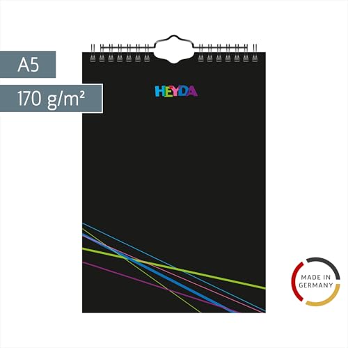 Heyda 2070430 Bastel-/Kreativkalender (13 Monatsblätter, A 5, Kalendarium immerwährend, Wire-O-Bindung mit Aufhänger, Deckblatt schwarz, Monatsblätter) schwarz