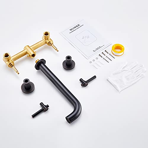 Wowkk Tub Filler Wall Mount Tub Faucet Oil Rubbed Bronze Brass Bathroom Bathtub Faucets With 2 Handles #TOP6