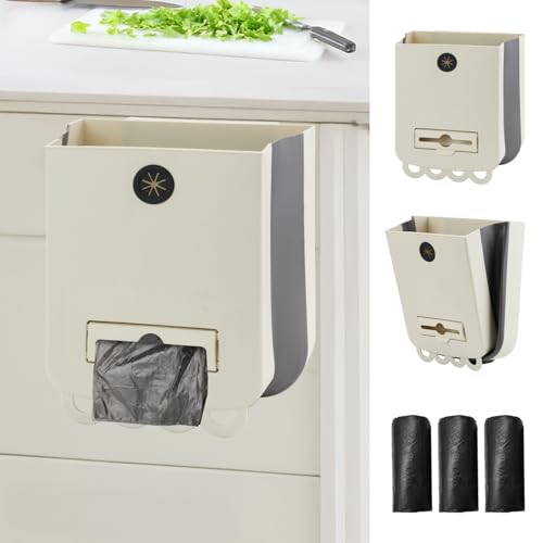 Caneca de basura plegable colgante con 60 bolsas para cocina